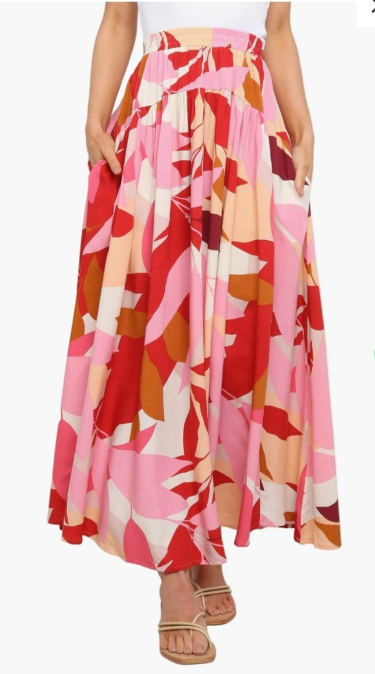 Petal & Pup Floral Pink Red Wide-Leg Dress Pants Women's Size Medium Boho Clean